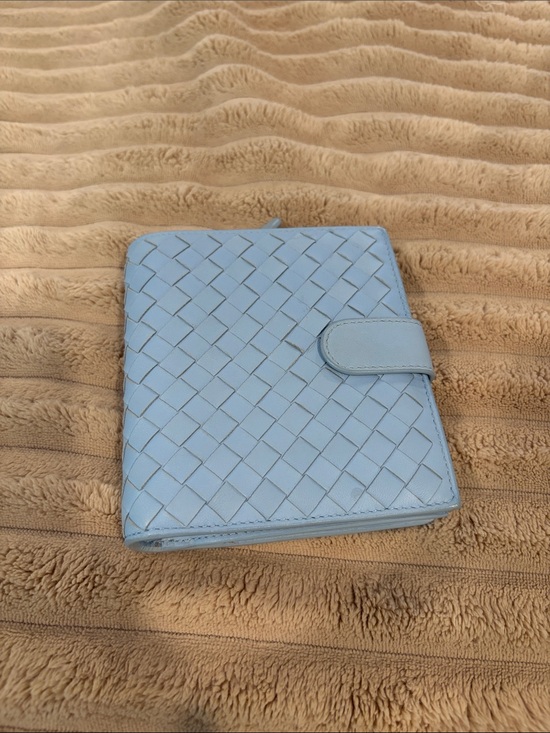 Bottega Veneta Handbags - Bottega Veneta Light Blue Leather Wallet